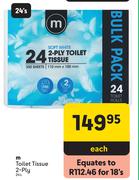 M Toilet Tissue 2 Ply-24's Each