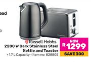 Russell Hobbs 2200W Dark Stainless Steel Kettle & Toaster
