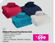 Always Home Ribbed Flannel Comforter Set-Each