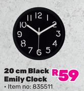 20cm Black Emily Clock