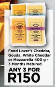 Food Lover's Cheddar, Gouda, White Cheddar Or Mozzarella-For 3 x 400g