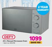 Defy 20L Manual Microwave Oven
