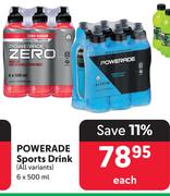 Powerade Sports Drink (All Variants)-6 x 500ml
