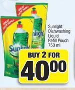 Sunlight Dishwashing Liquid Refill Pouch-For 2 x 750ml