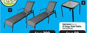 Terrace Leisure Onyx Textilene Lounger + Terrace Leisure Onyx Side Table-Both For