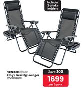 Terrace Leisure Onyx Gravity Lounger-Per 2 Pack