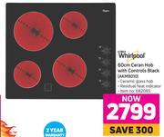 Whirlpool 60cm Ceran Hob With Controls Black AKM9010
