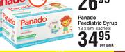 Panado Paediatric Syrup-12 x 5ml Sachets Per Pack