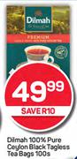 Dilmah 100% Pure Ceylon Black Tagless Teabags-100s