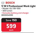 Bosch 18V Professional Work Light GLI 18V-300
