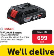 Bosch 18V 2.0 Ah Battery 1600A01921-Each