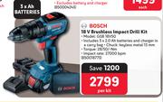 Bosch 18V Brushless Impact Drill Kit GSB 18V50