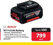 Bosch 18V 4.0 Ah Battery 1600A01922-Each