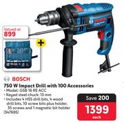 Bosch 750W Impact Drill With 100 Accessories GSB 16 RE ACC-Each
