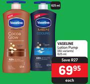 Vaseline Lotion Pump (All Variants)-625ml Each