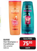 L'oreal Elvive Hair Shampoo or Conditioner (All Variants)-400ml Each