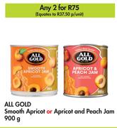 All Gold Smooth Apricot Or Apricot & Peach Jam-For 2 x 900g