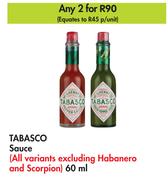 Tabasco Sauce-For 2 x 60ml