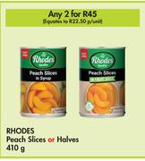 Rhodes Peach Slices Or Halves-For 2 x 410g