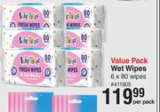 Baby Things Value Pack Wet Wipes 6 x 80 Wipes-Per Pack