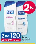 Sanex Shower Gel-2 x 750ml