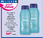 Clicks Skin Care Collection For Men Body Washes-730ml Or 750ml Each