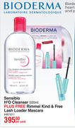 Bioderma Sensibio H₂O Cleanser 500ml Plus Free Rimmel Kind & Free Lash Loader Mascara-Per Pack