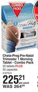 Chela-Preg Pre Natal Trimester 1 Morning Tablet Combo Pack 30 Tablets Plus 30 Capsules-Per Pack