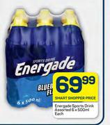 Energade Sports Drink Assorted-6 x 500ml Each