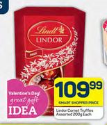 Lindt Lindor Cornet Truffles Assorted-200g Each