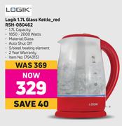 Logik 1.7L Glass Kettle Red RSH-080462