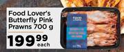 Food Lover's Butterfly Pink Prawns-700g Each