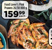 Food Lover's Pink Prawns 26/30-800g Each