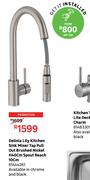 Delinia Lily Kitchen Sink Mixer Tap Pull Out Brushed Nickel H40cm Spout Reach 10cm 81444261
