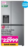 LG 610Ltr Side-By-Side Freezer Fridge GC-L257SLXL