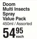 Doom Multi Insects Spray Value Pack Assorted-450ml-Each