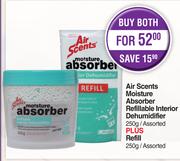 Air Scents Moisture Absorber Refillable Interior Dehumidifier 250g Plus Refill 250g-Both For
