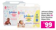 Johnson's Baby Gentle All Over Wipes 288's Or Extra Sensitive Wipes 244's Pack-Each
