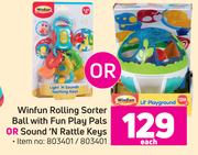 Winfun Rolling Sorter Ball With Fun Play Pals Or Sound 'N Rattle Keys-Each
