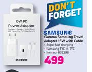 Samsung Galaxy Gamma Travel Adaptor 15W With Cable