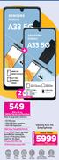 2 x Samsung Galaxy A33 5G Smartphone-On 1GB Red Top Up Core More Data + On Promo 130