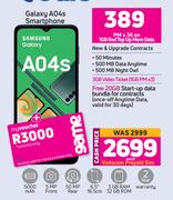 Samsung galaxy A04s Smartphone-On 1GB Red Top Up More Data