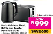 Russell Hobbs Dark Stainless Steel Kettle & Toaster Pack RHSSP30