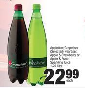 Appletiser, Grapetiser, Peartiser, Apple & Strawberry Or Apple & Peach Sperkling Juice-1.25Ltr Each