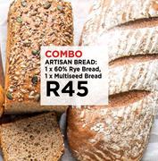 Artisan Bread: 1 x 60% Rye Bread, 1 x Mutiseed Bread-Combo