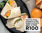 Grab 'n Go Wraps Assorted 4's Pack Or Mini Burgers Assorted 6's Pack-For Any 2