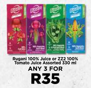 Rugani 100% Juice Or ZZ2 100% Tomato Juice Assorted-For Any 3 x 330ml