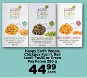 Happy Earth People Chickpea Fusilli, Red Lentil Fusilli Or Green Pea Penne-250g Each