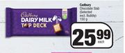 Cadbury Chocolate Slab (Selected Excl.Bubbly)-150g Each
