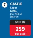 Castle Lager NRBs-24 x 330ml Per Case